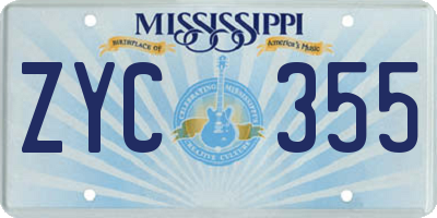 MS license plate ZYC355