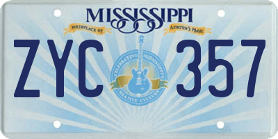 MS license plate ZYC357