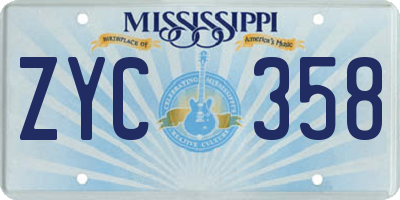 MS license plate ZYC358