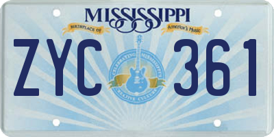 MS license plate ZYC361