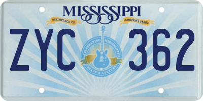 MS license plate ZYC362