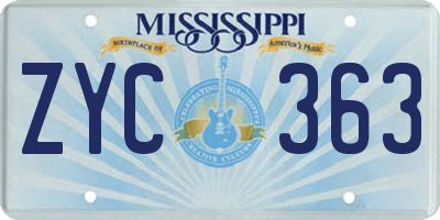 MS license plate ZYC363