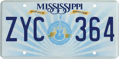 MS license plate ZYC364