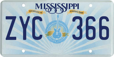 MS license plate ZYC366