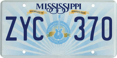 MS license plate ZYC370