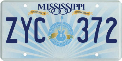 MS license plate ZYC372