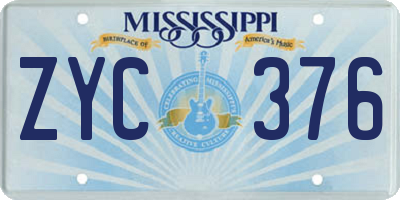 MS license plate ZYC376