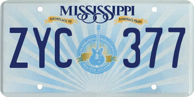 MS license plate ZYC377
