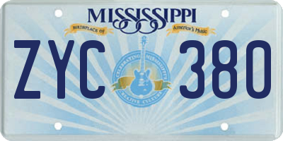 MS license plate ZYC380