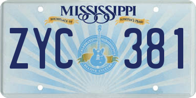 MS license plate ZYC381