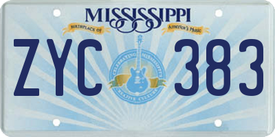 MS license plate ZYC383