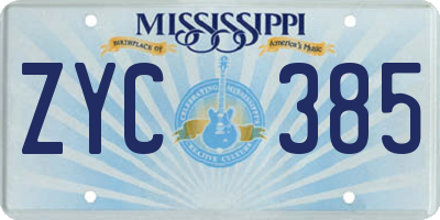 MS license plate ZYC385