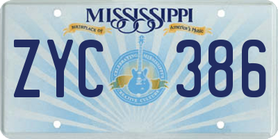 MS license plate ZYC386