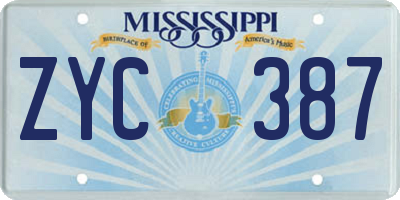 MS license plate ZYC387