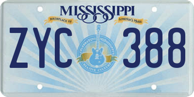 MS license plate ZYC388