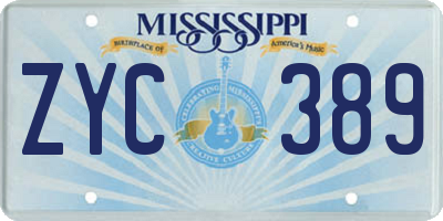 MS license plate ZYC389