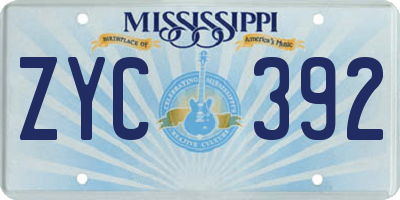 MS license plate ZYC392