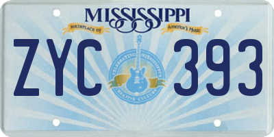 MS license plate ZYC393