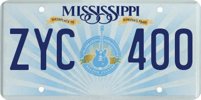 MS license plate ZYC400