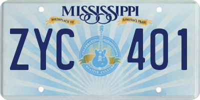 MS license plate ZYC401
