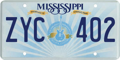 MS license plate ZYC402