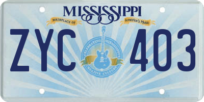 MS license plate ZYC403