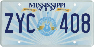 MS license plate ZYC408