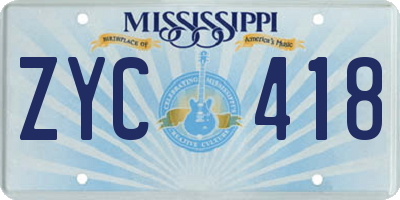 MS license plate ZYC418