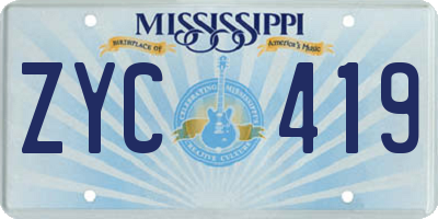 MS license plate ZYC419