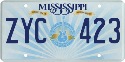 MS license plate ZYC423
