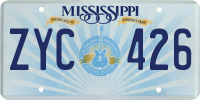 MS license plate ZYC426