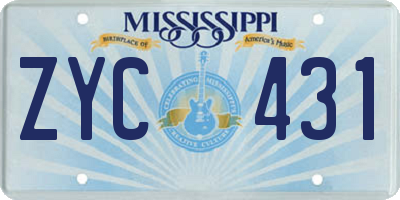 MS license plate ZYC431