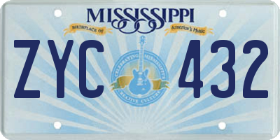 MS license plate ZYC432