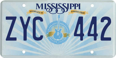 MS license plate ZYC442