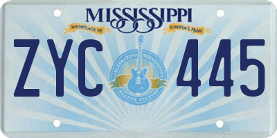 MS license plate ZYC445