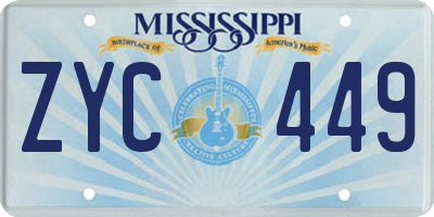MS license plate ZYC449