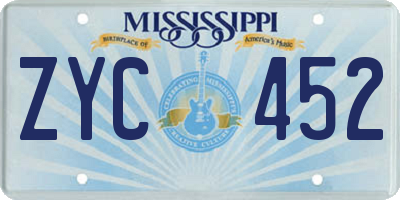 MS license plate ZYC452