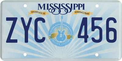 MS license plate ZYC456