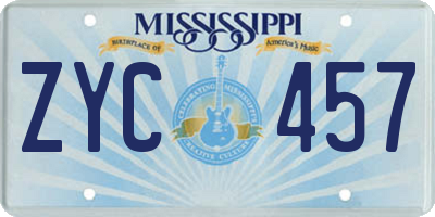 MS license plate ZYC457