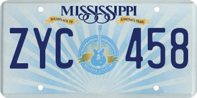 MS license plate ZYC458