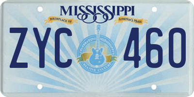 MS license plate ZYC460