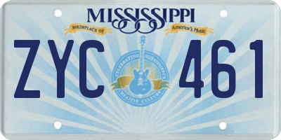 MS license plate ZYC461