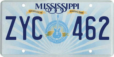 MS license plate ZYC462