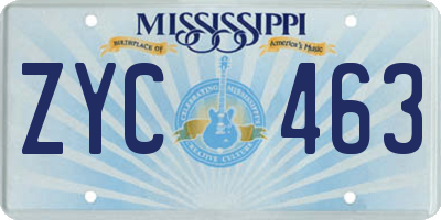 MS license plate ZYC463