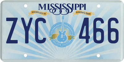 MS license plate ZYC466