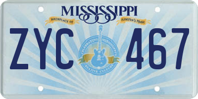 MS license plate ZYC467