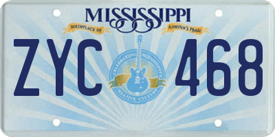 MS license plate ZYC468