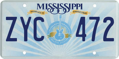 MS license plate ZYC472