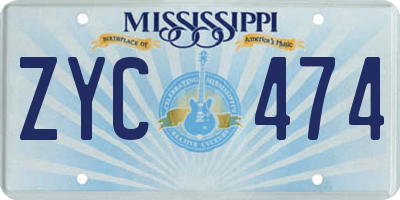 MS license plate ZYC474