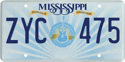 MS license plate ZYC475